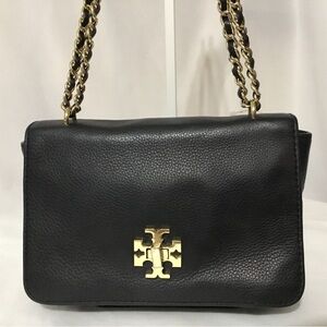 Authentic Tory Burch Black Leather Shoulder Bag